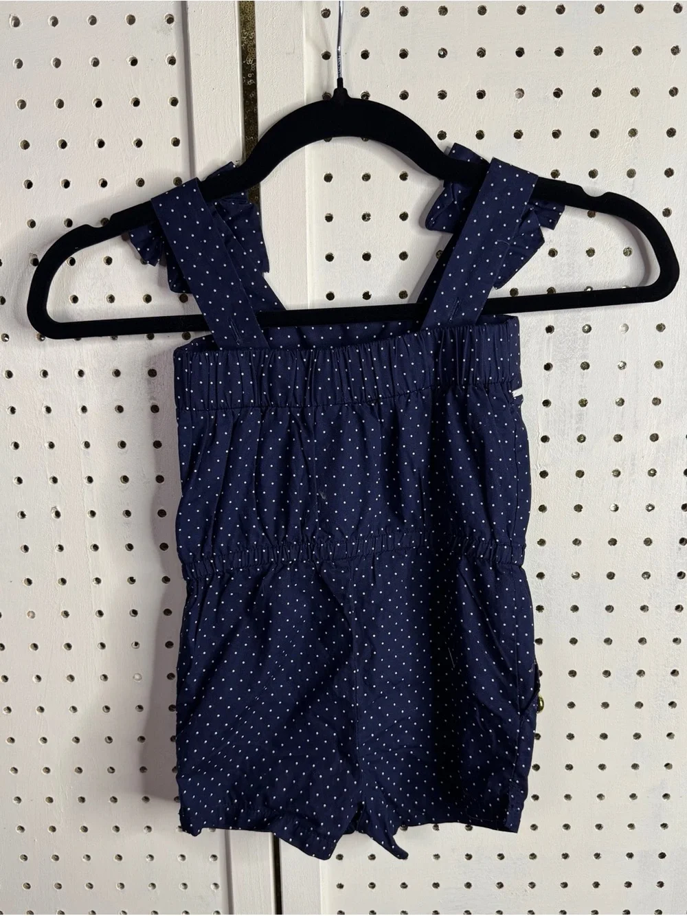 GAP Navy Blue Polka Dot Girl's Romper with Bow Straps 2T  Preppy Breathable
